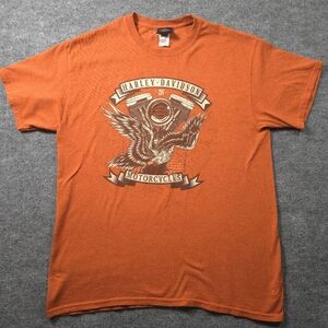 2015 Harley-Davidson Jamestown CA Orange Eagle Graphic T-Shirt Size Large